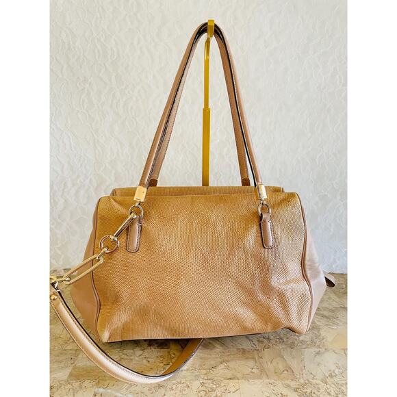 Coach Madison Madeline spectator Lizard Emb Leather Shoulder Bag 26325 Tan - Picture 2 of 10